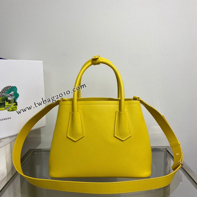 Prada專櫃新款迷你號DoubleBagmini號購物袋 1BG443 普拉達粗十字紋牛皮手提女包 csp1102
